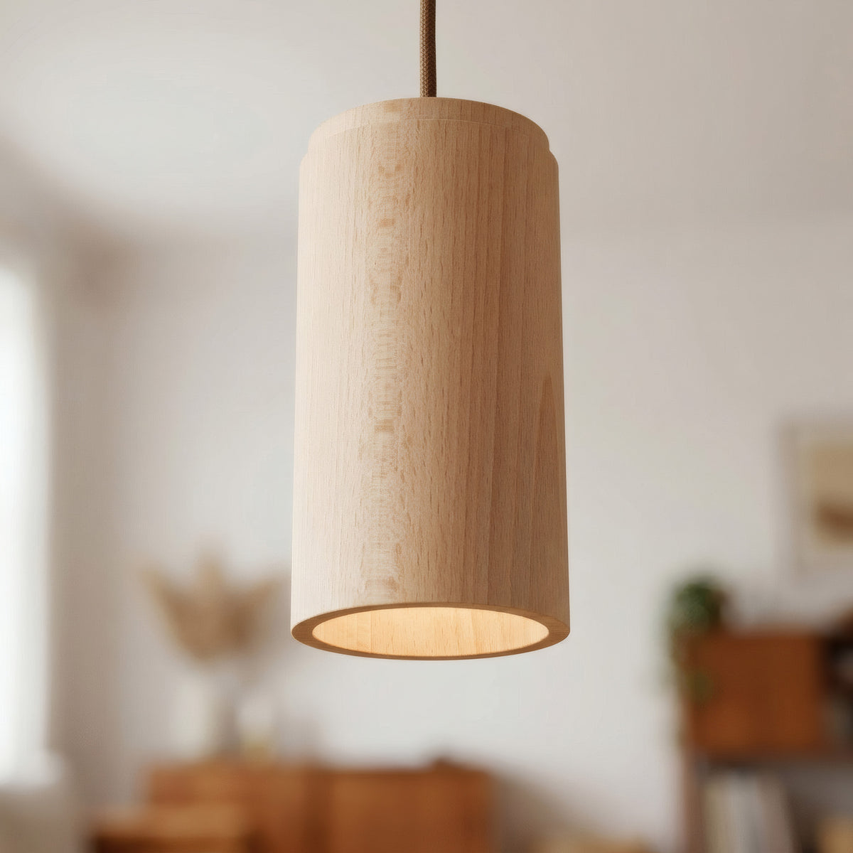 Quebra-luz cilíndrico de faia para foco com casquilho E27