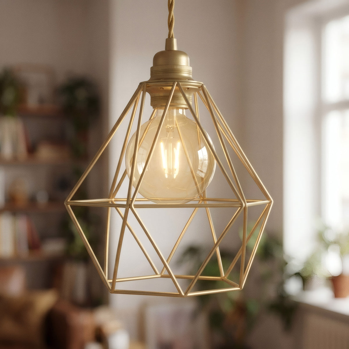 Quebra-luz gaiola diamante em metal para casquilho E27