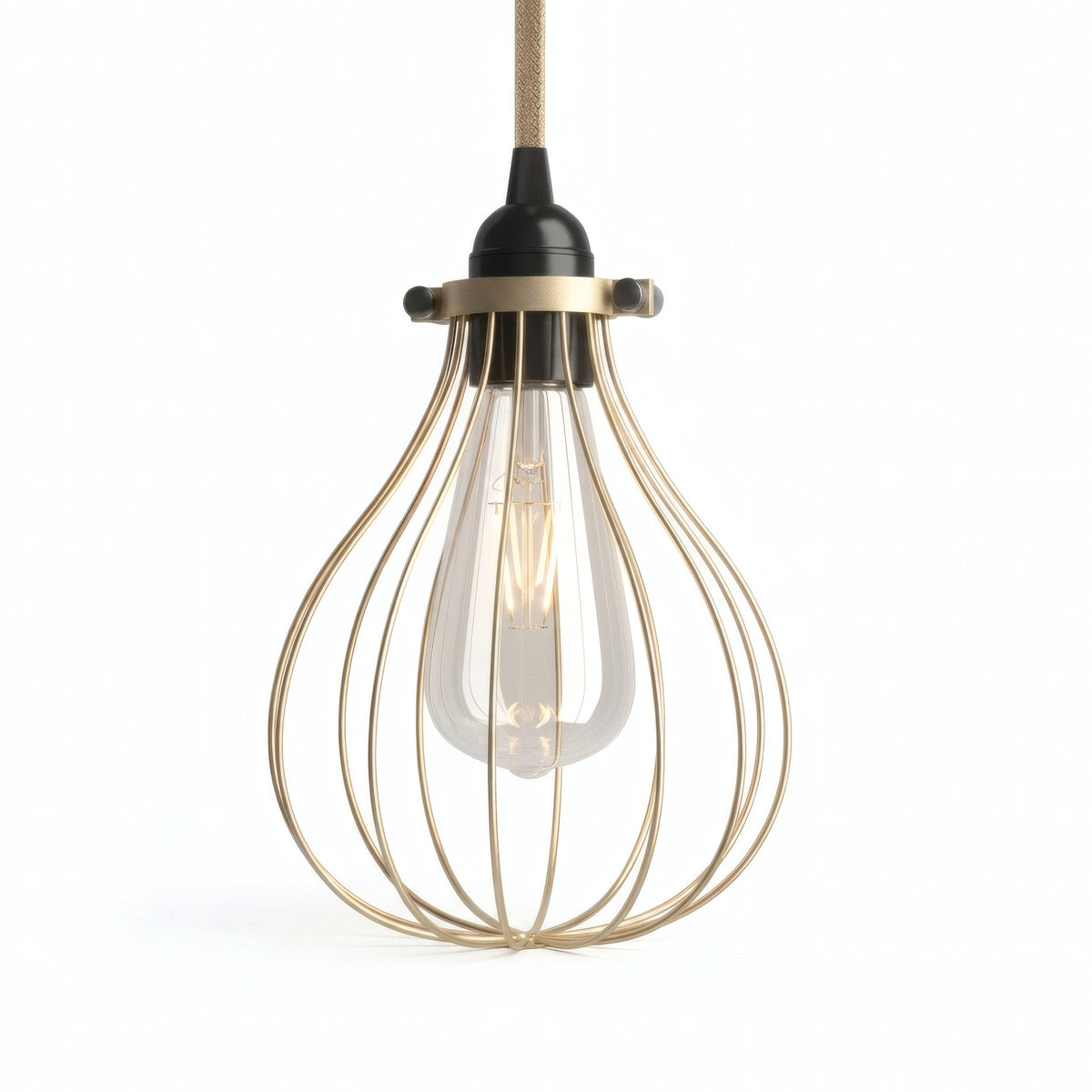 Quebra-luz gaiola de metal em gota com braçadeira regulável — Latão