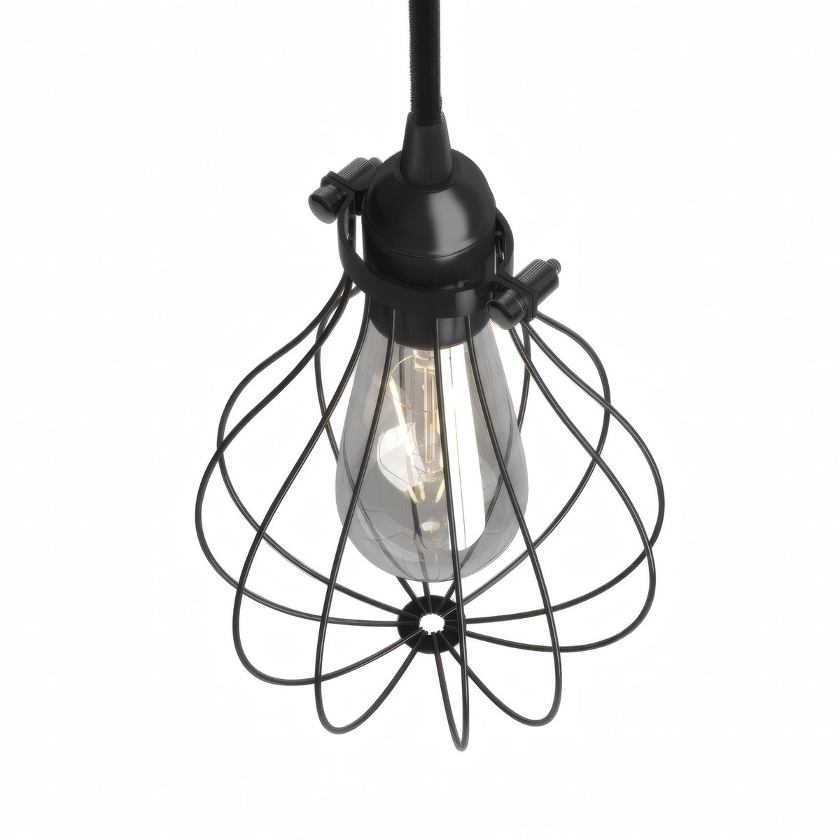 Quebra-luz gaiola de metal em gota com braçadeira regulável — Preto