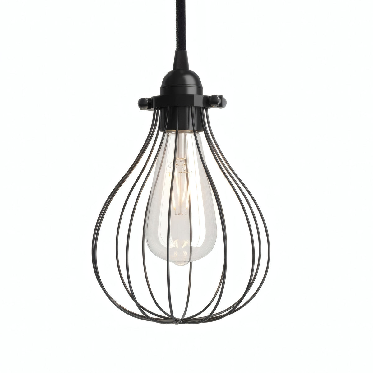 Quebra-luz gaiola de metal em gota com braçadeira regulável — Preto
