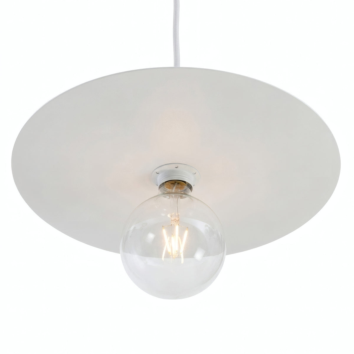 Quebra-luz disco plano em ferro Ø 40 cm para casquilho E27 — Branco