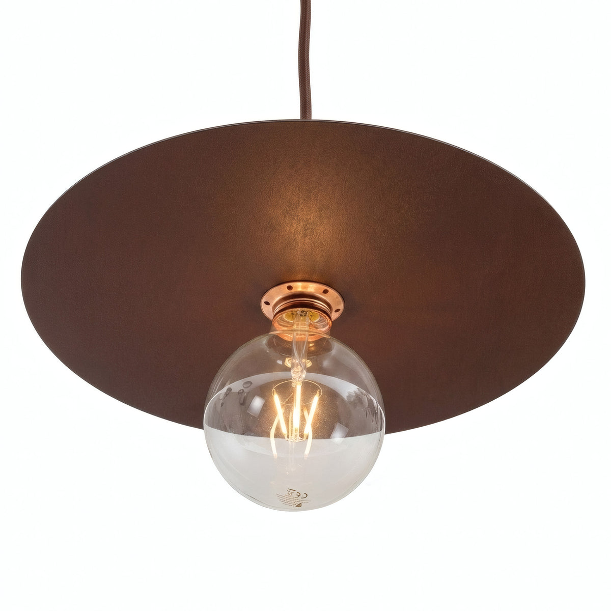 Quebra-luz disco plano em ferro Ø 40 cm para casquilho E27 — Efeito corten