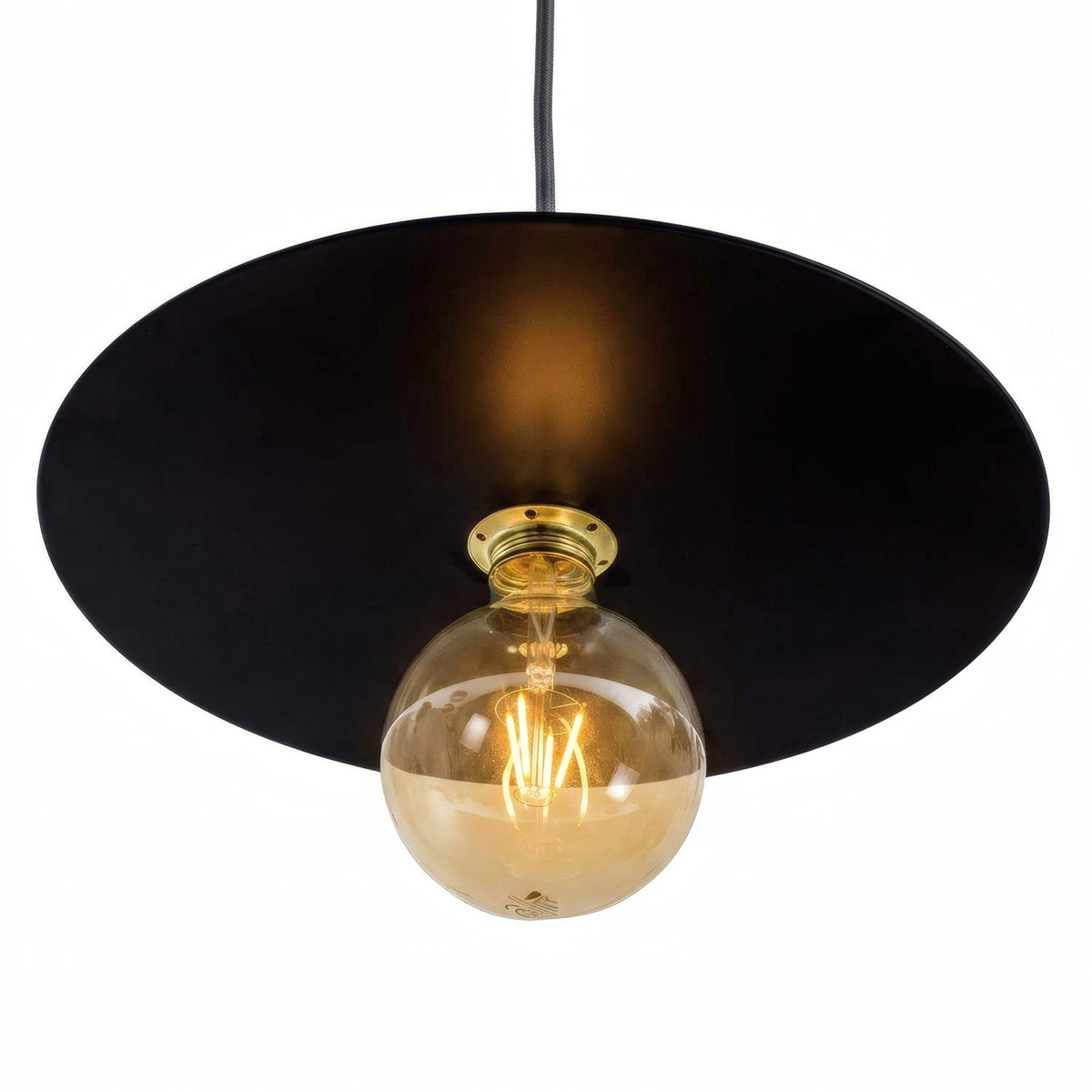 Quebra-luz disco plano em ferro Ø 40 cm para casquilho E27 — Preto