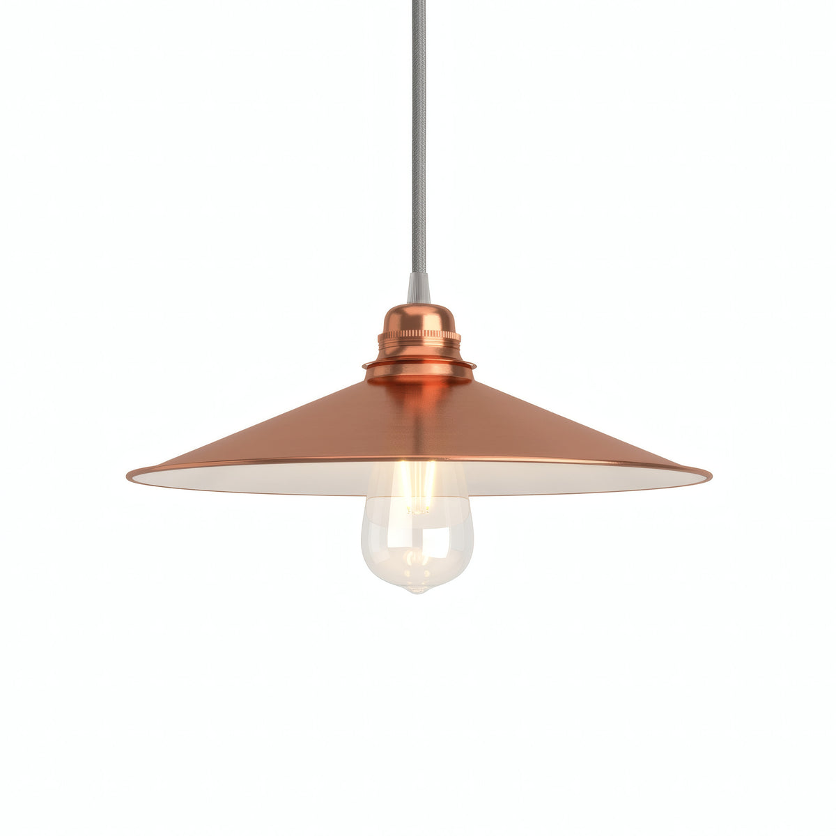 Quebra-luz plano esmaltado Ø 30 cm para casquilho E27 — Branco e cobre