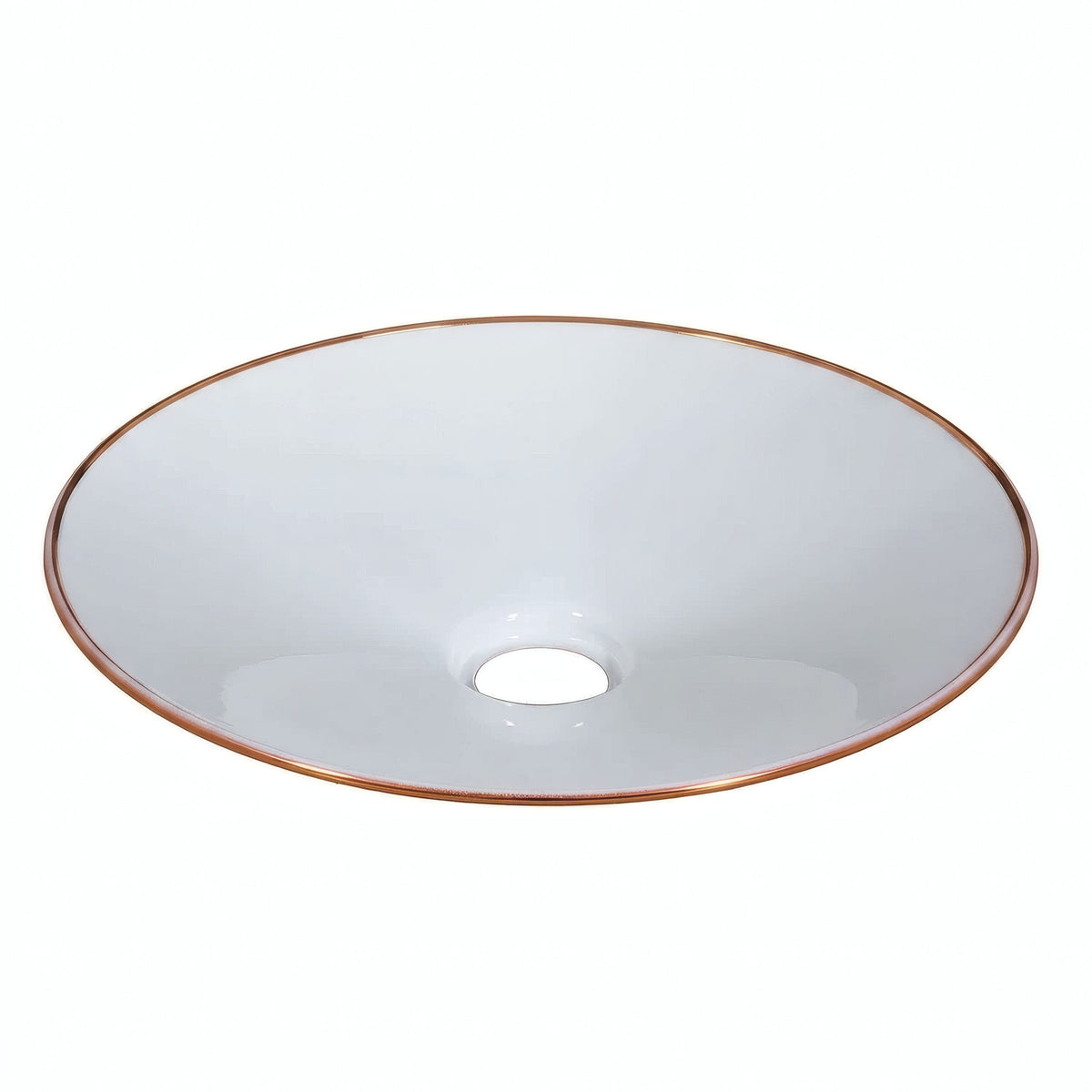 Quebra-luz plano esmaltado Ø 30 cm para casquilho E27 — Branco e cobre
