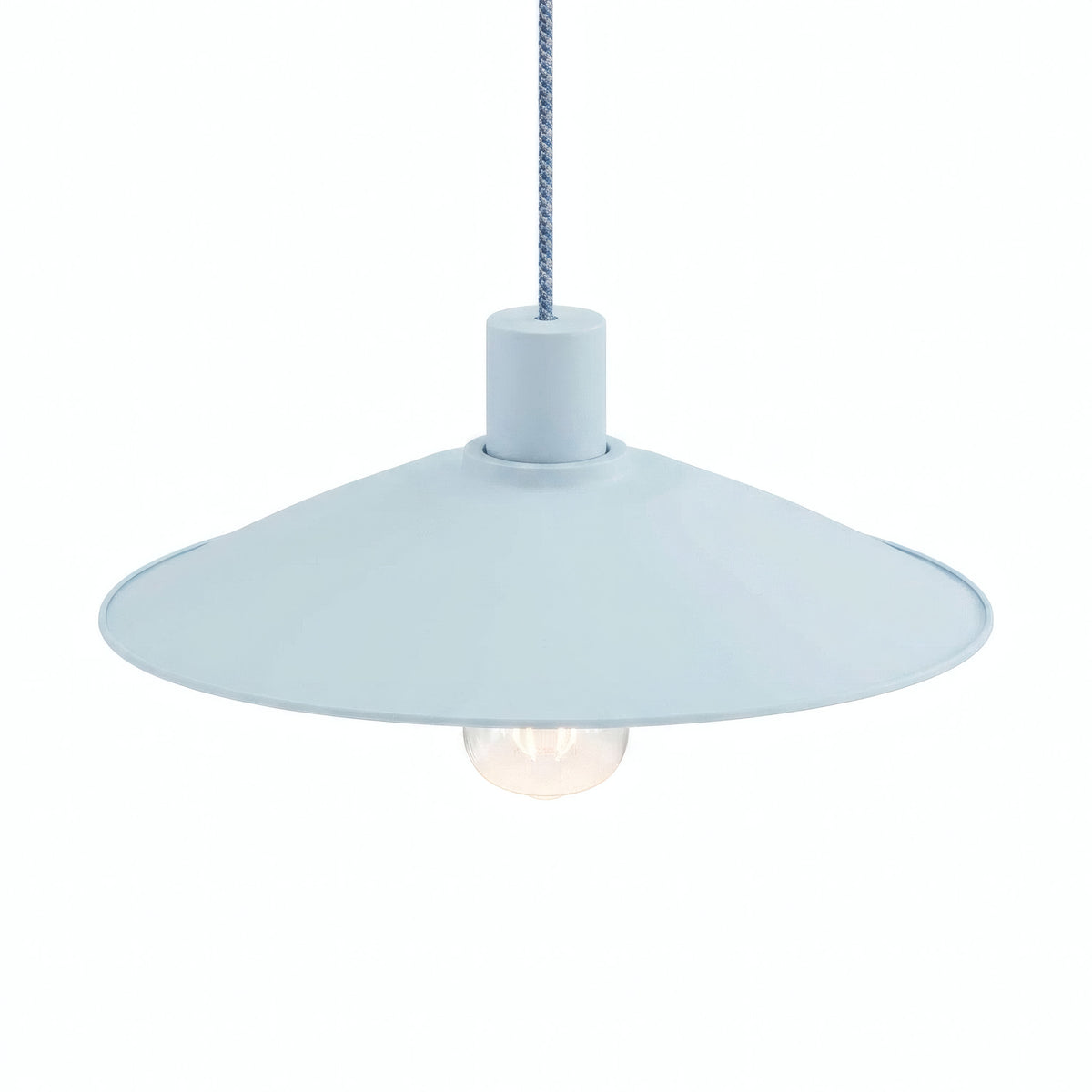 Quebra-luz plano esmaltado Ø 30 cm para casquilho E27 — Azul céu