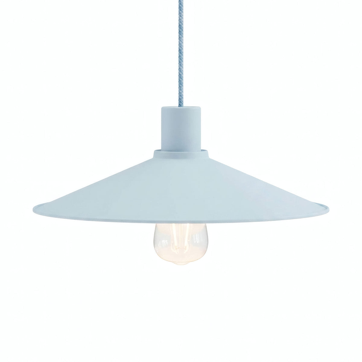 Quebra-luz plano esmaltado Ø 30 cm para casquilho E27 — Azul céu