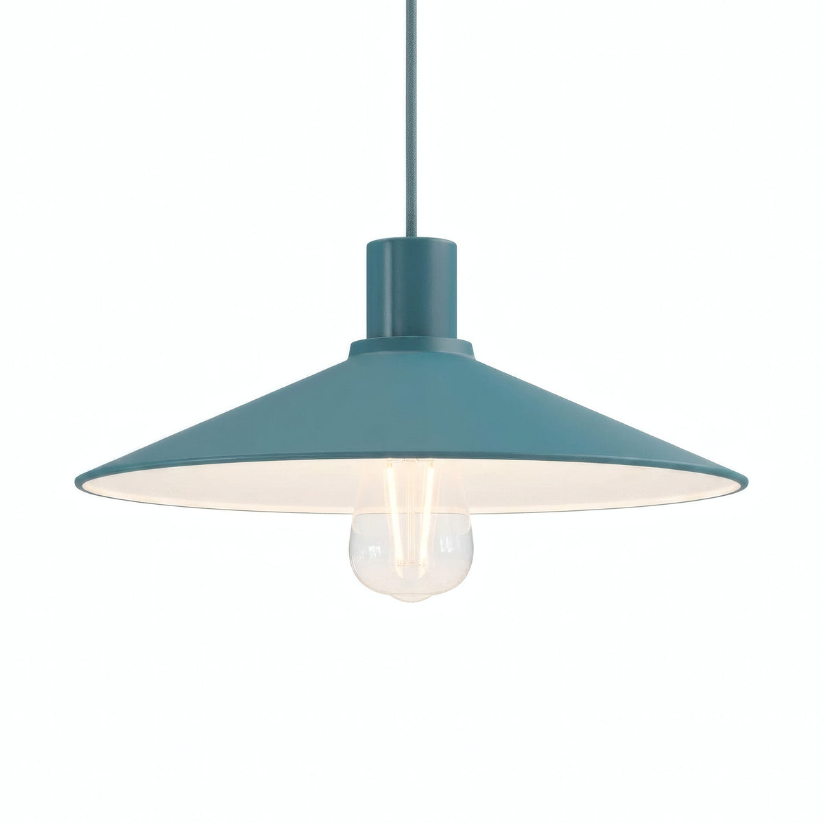 Quebra-luz plano esmaltado Ø 30 cm para casquilho E27 — Azul petróleo