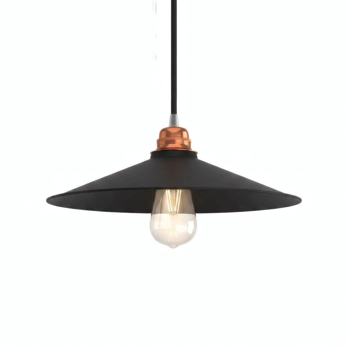 Quebra-luz plano esmaltado Ø 30 cm para casquilho E27 — Preto