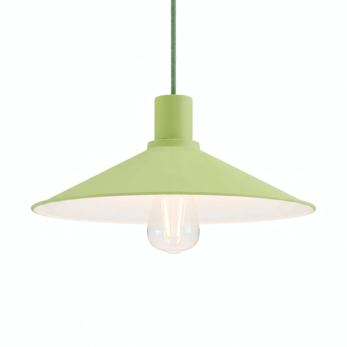 Quebra-luz plano esmaltado Ø 30 cm para casquilho E27 — Verde relva