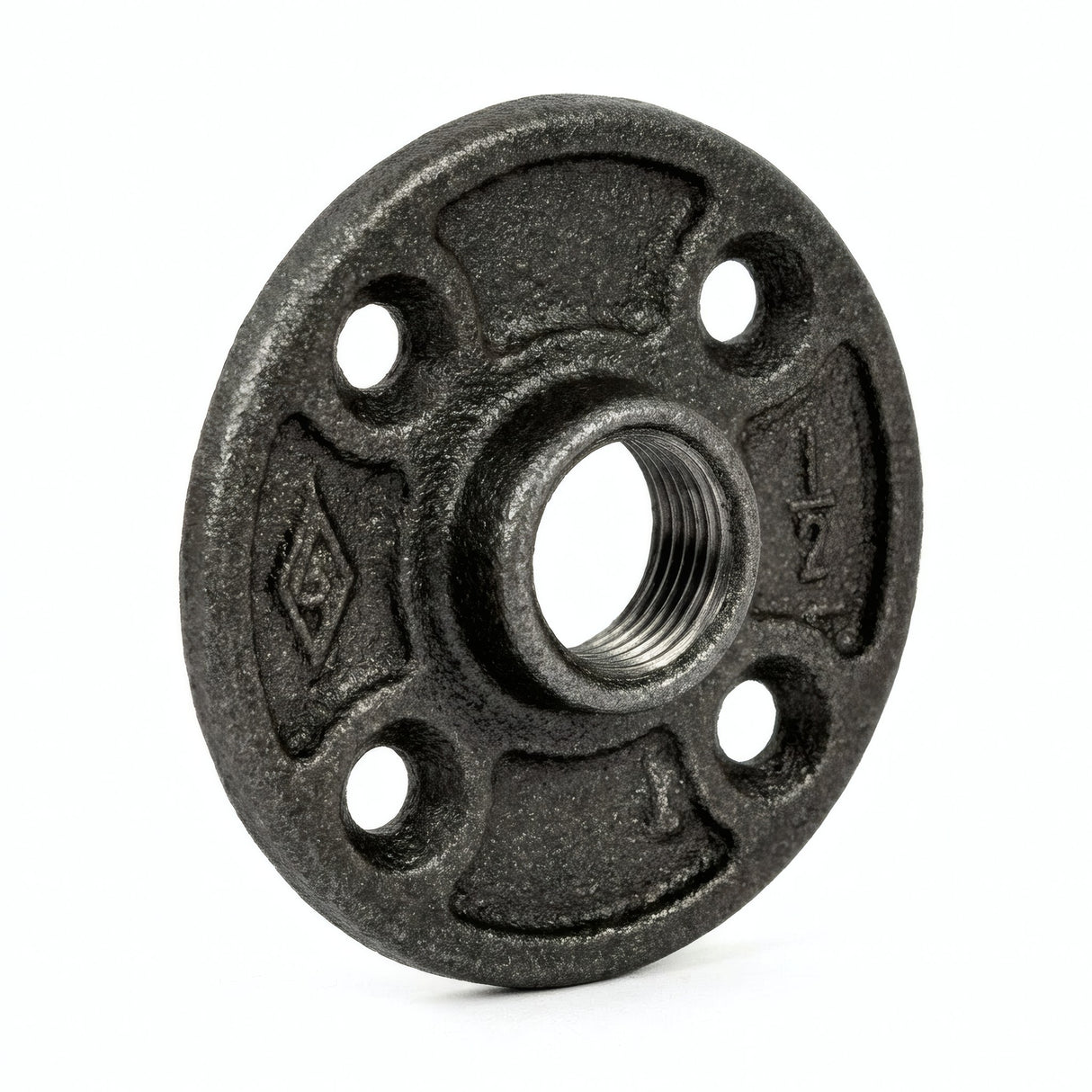 Flange 1/2'' | 15x21mm diâmetro grande ferro fundido preto - foto de produto sobre fundo branco 6