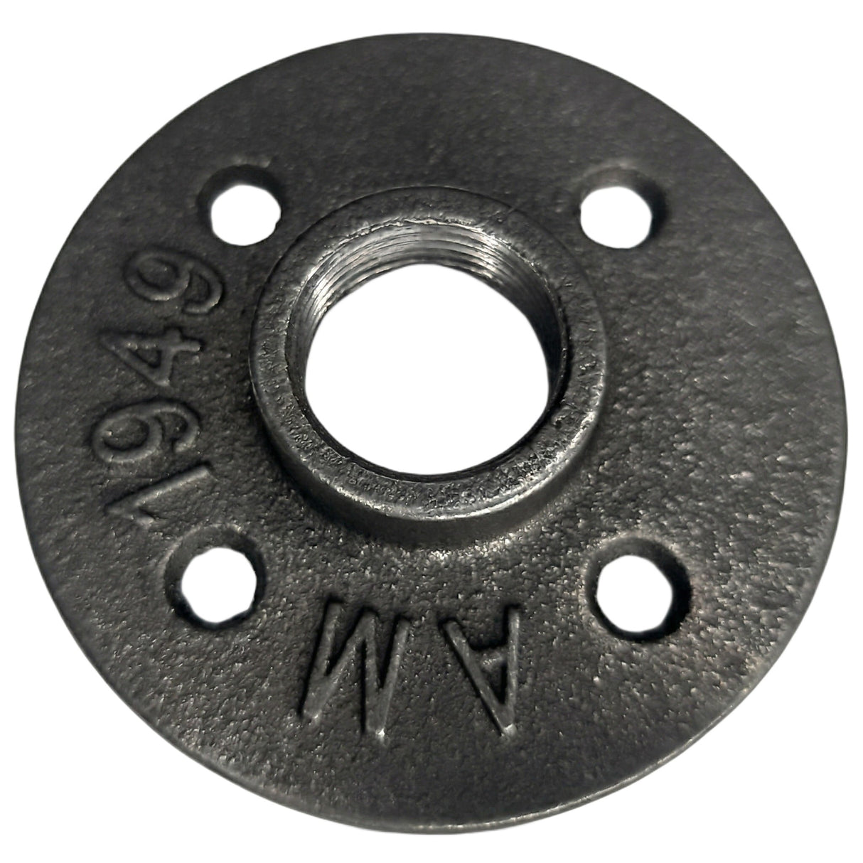 Flange 4 furos 20x27mm ferro fundido preto — vista frontal