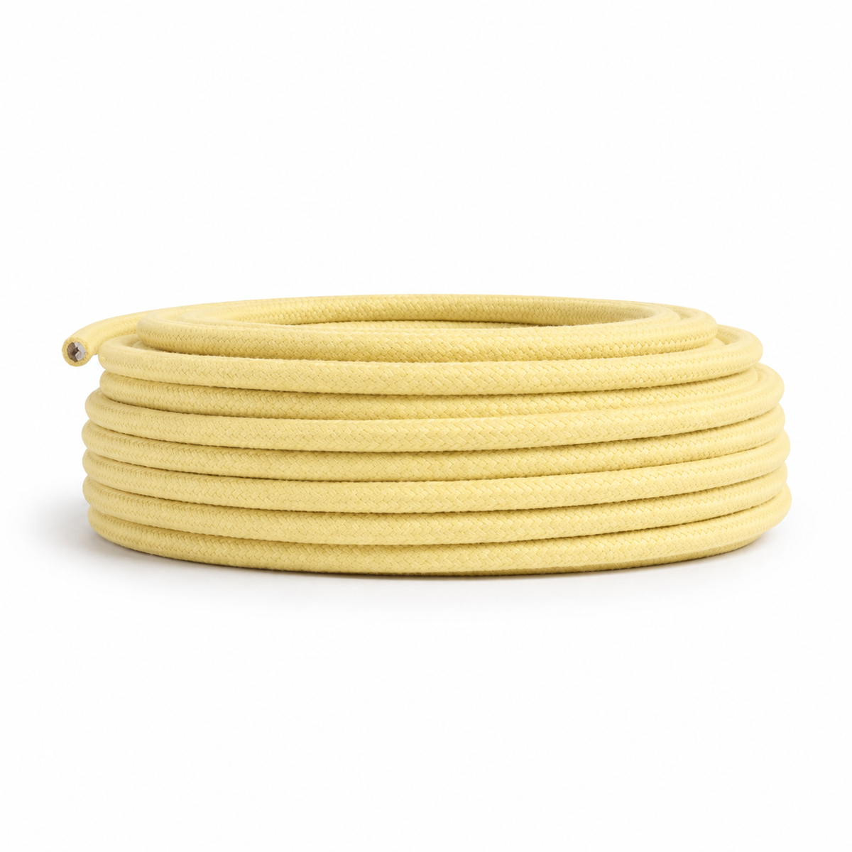Cabo elétrico têxtil redondo, algodão amarelo-pastel — vista 4
