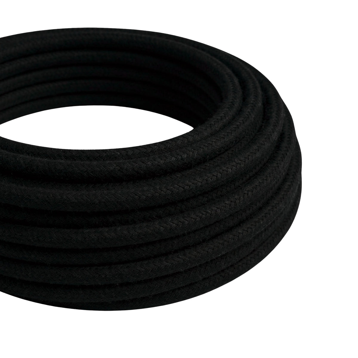 Cabo têxtil redondo de algodão – Preto carvão