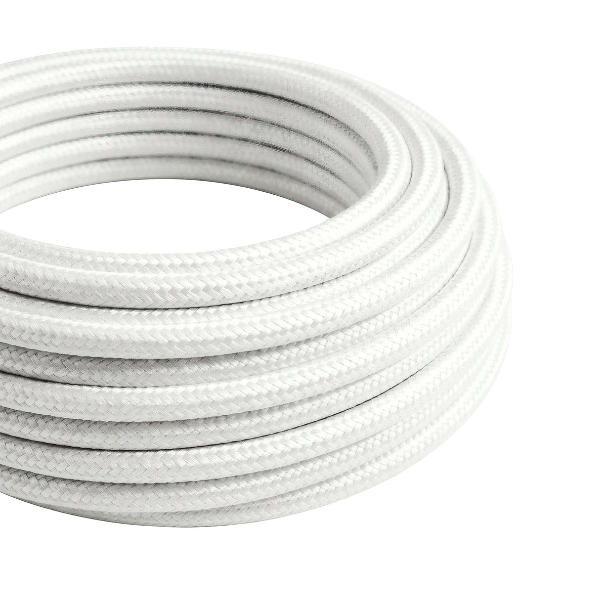Cabo têxtil redondo efeito seda – Branco ótico
