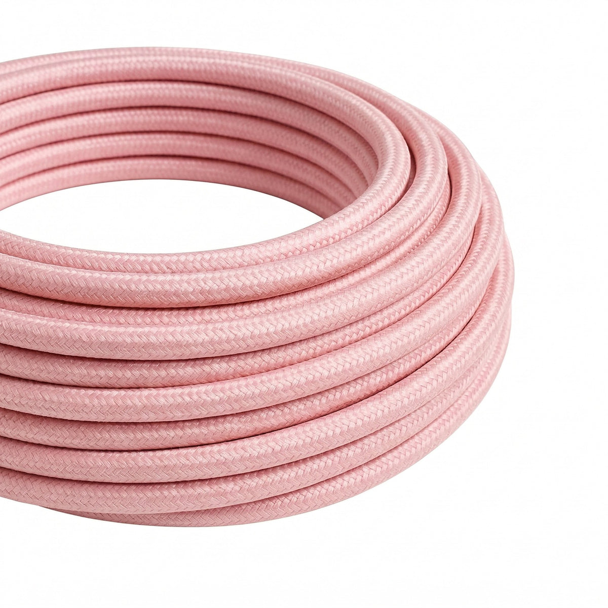 Cabo têxtil redondo efeito seda – Rosa pálido