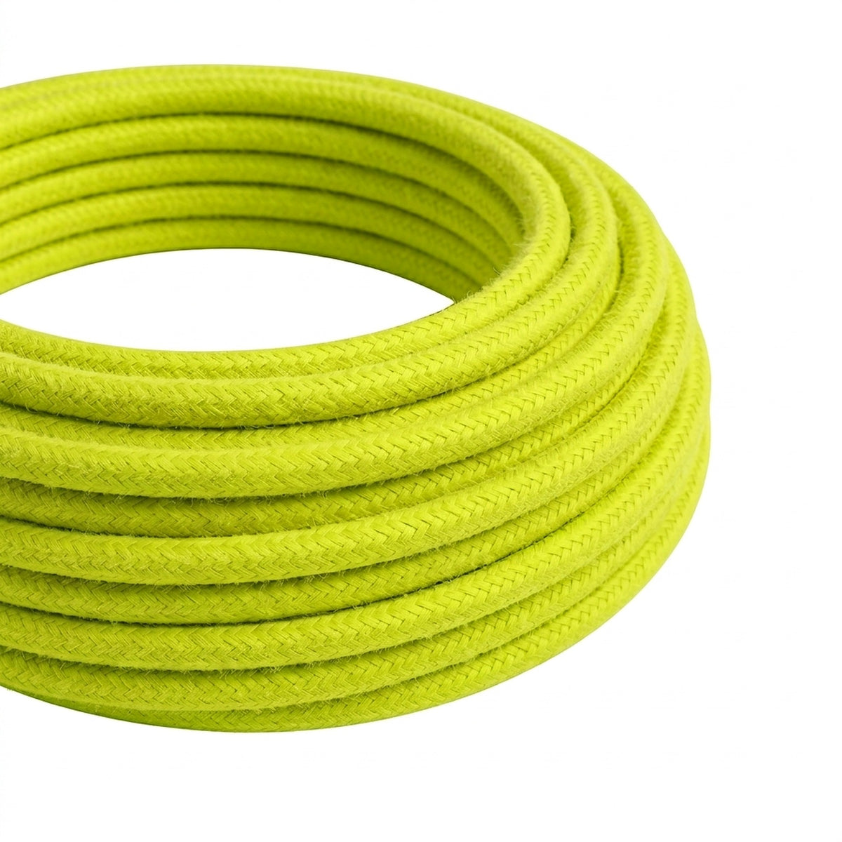 Cabo têxtil redondo efeito seda fluo – Amarelo