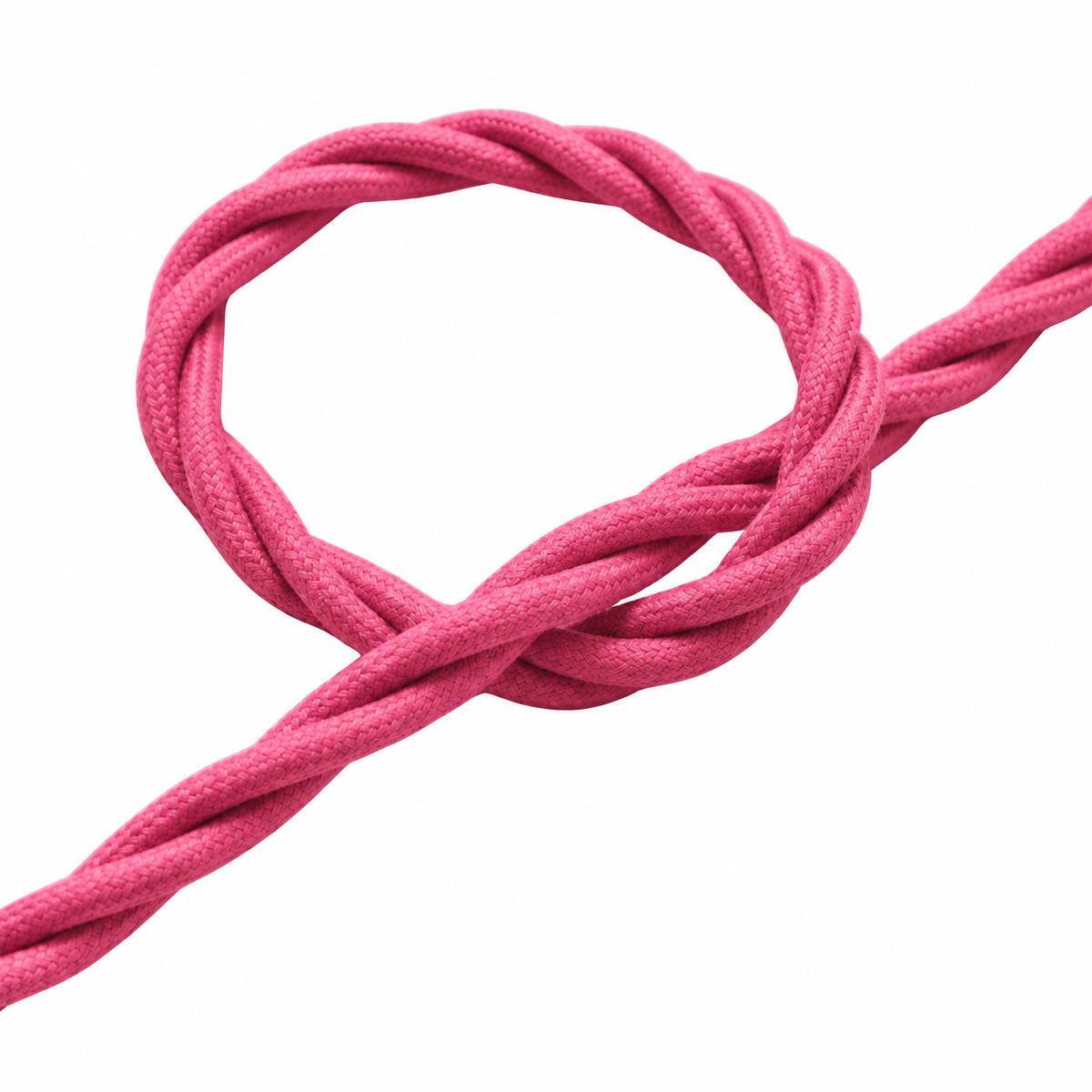 Cabo elétrico têxtil torcido, efeito seda rosa-fúcsia — vista 2