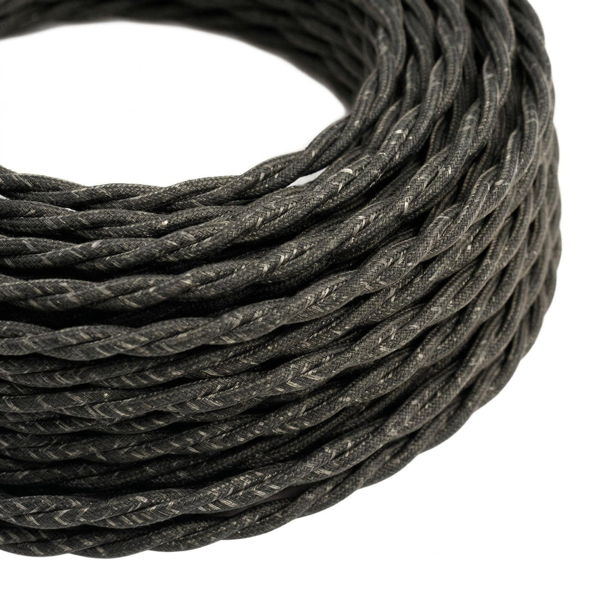 Cabo têxtil entrançado de linho natural – Cinzento antracite