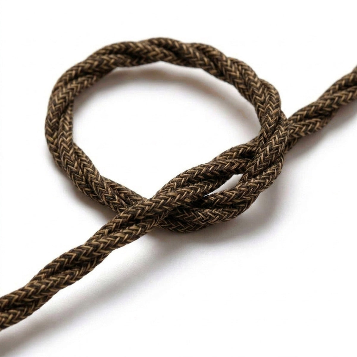 Cabo têxtil entrançado de linho natural – Castanho