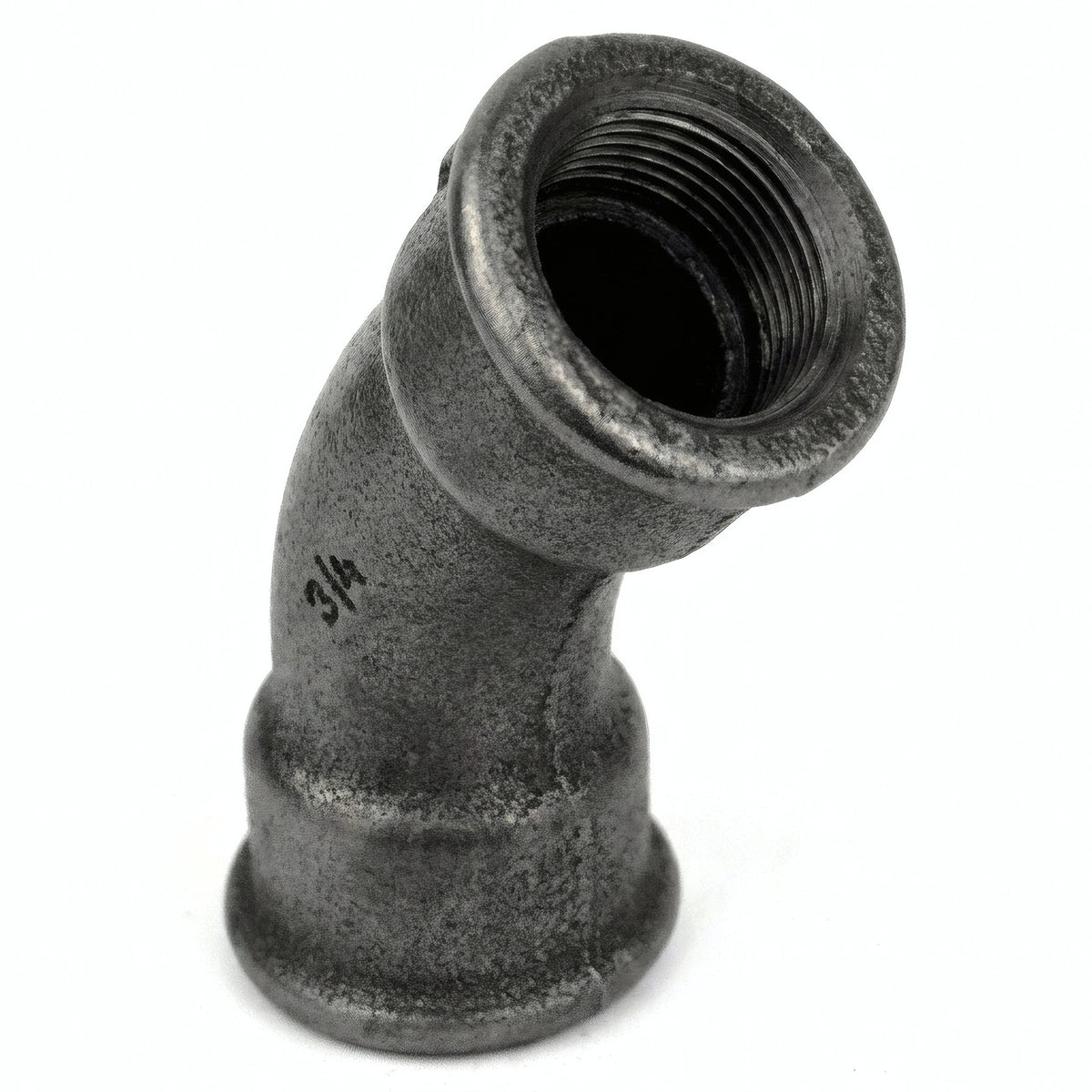 Cotovelo de raio longo 45° F/F em ferro fundido preto - foto de produto sobre fundo branco 4