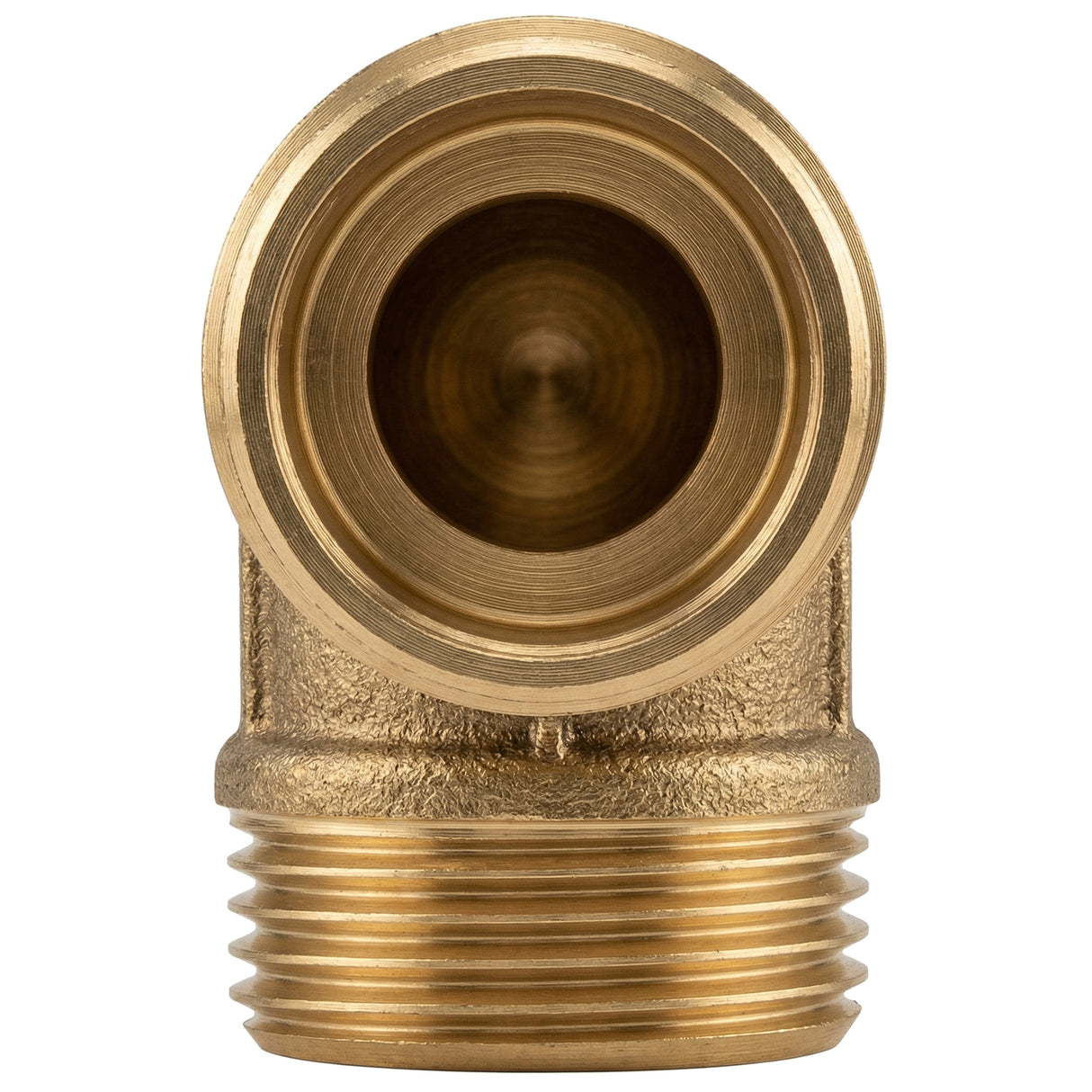 Cotovelo 90° macho-macho em latão CW617N BSP - vista superior