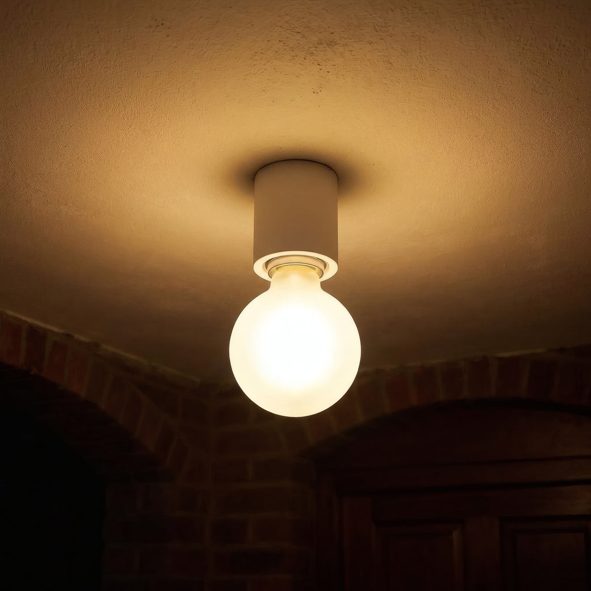 Casquilho E27 de parede ou teto estanque IP44 — Branco
