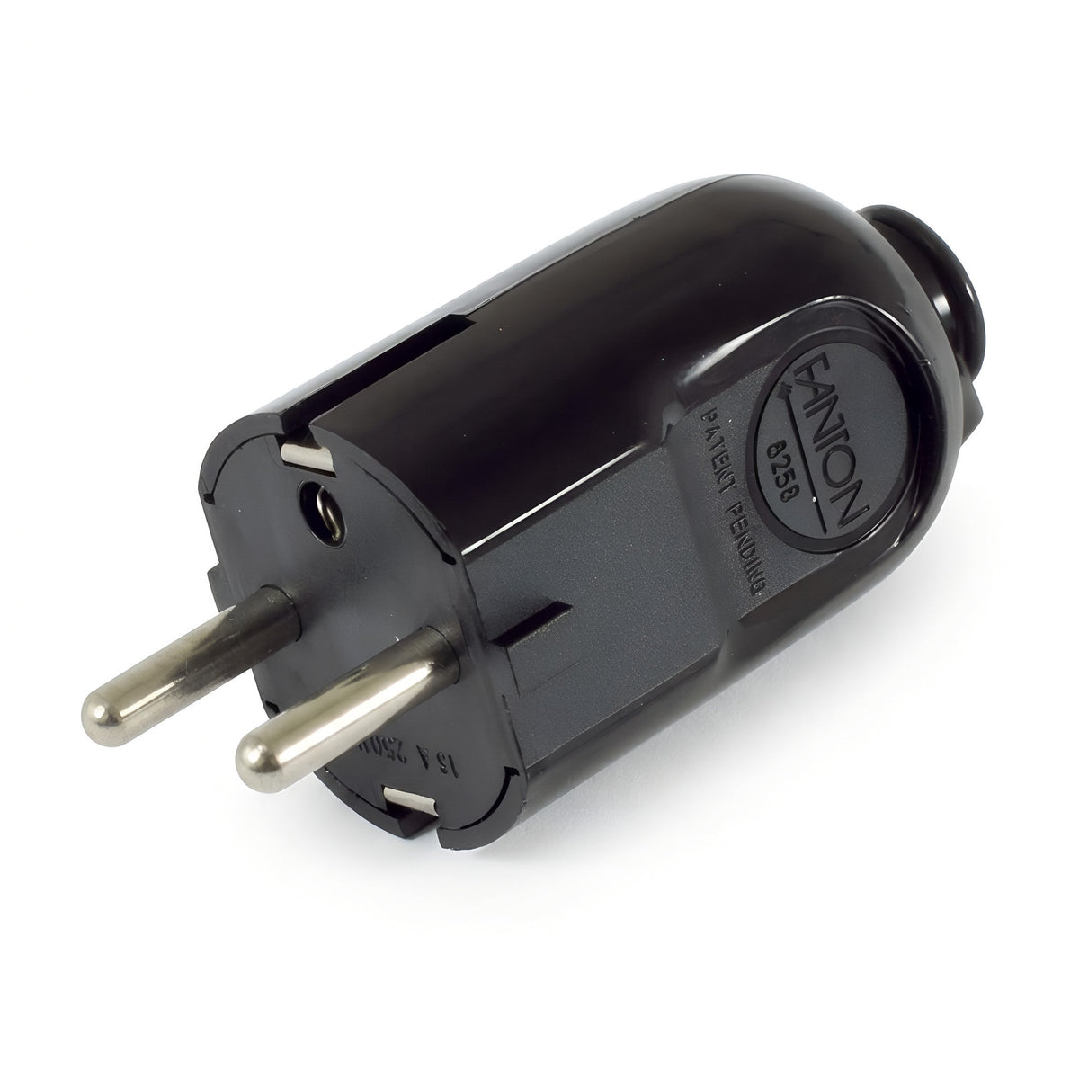 Ficha Schuko direita para luminária — Preto