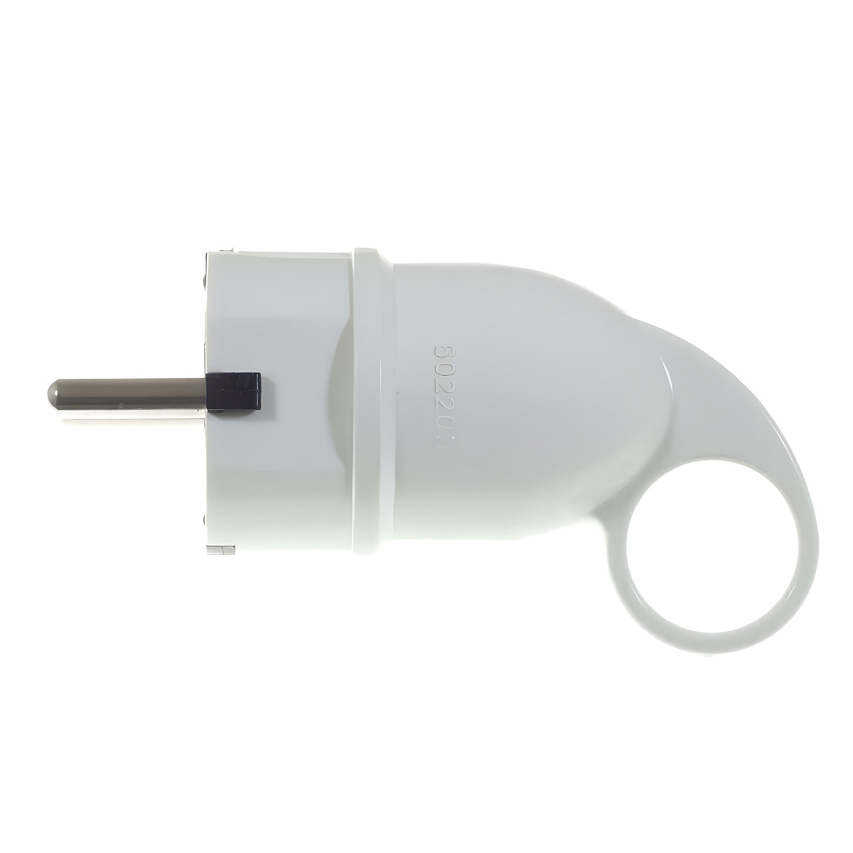 Ficha macho Schuko com anel extrator — Branco