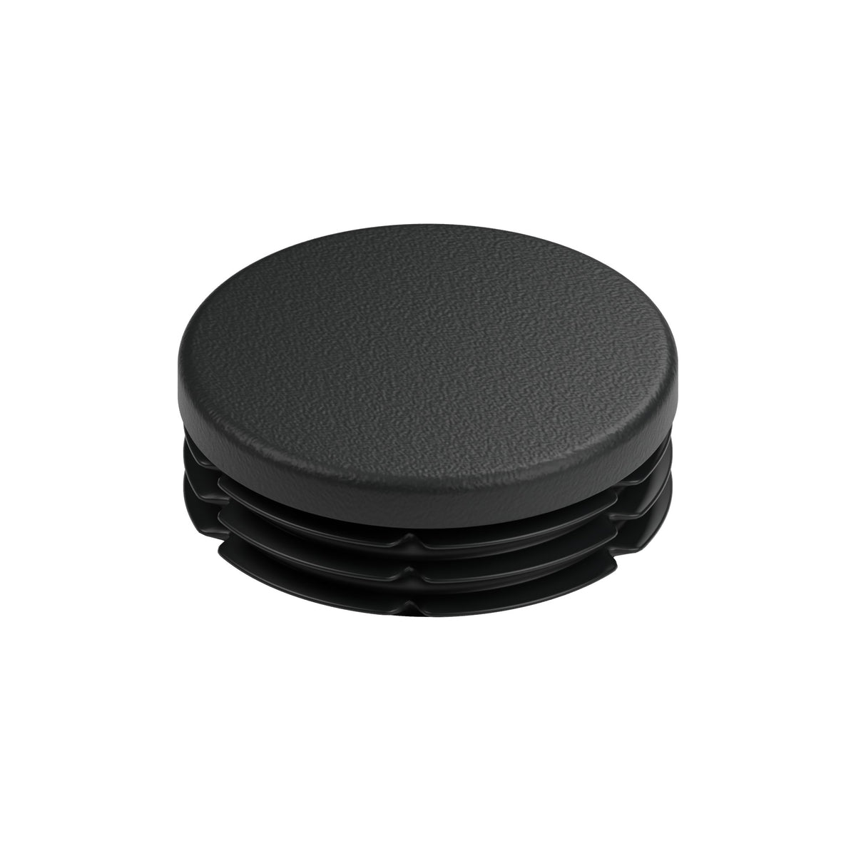 Tampão de plástico preto para acessório fêmea 1″1/4 33x42, vista de cima da cabeça plana