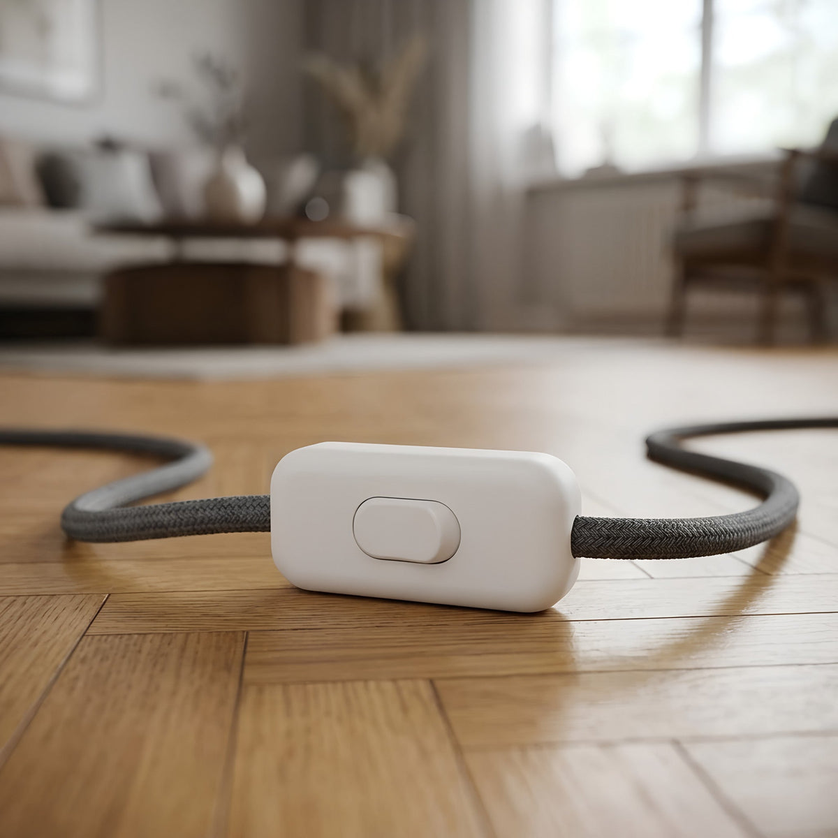Interruptor bipolar de báscula para cabo de candeeiro — Branco