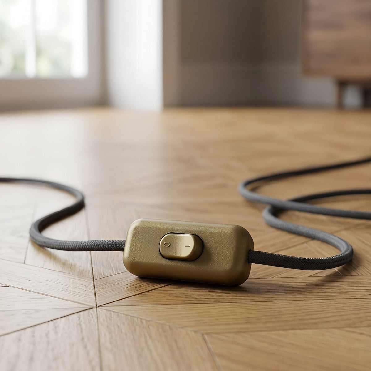 Interruptor bipolar de báscula para cabo de candeeiro — Dourado