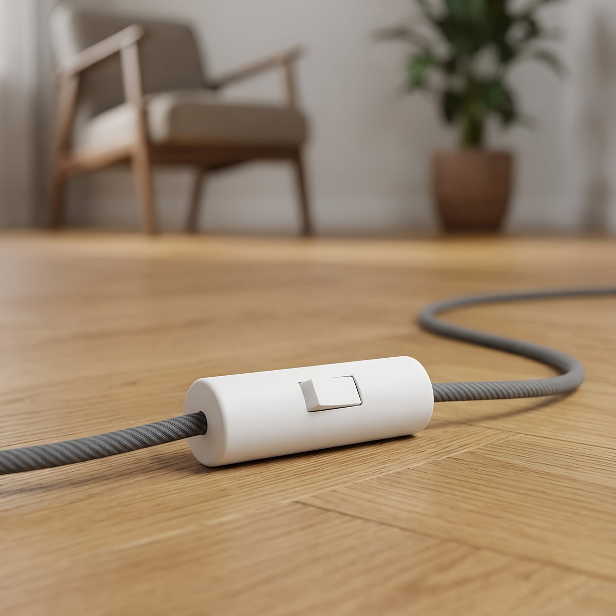Interruptor cilíndrico basculante unipolar com terra — Branco