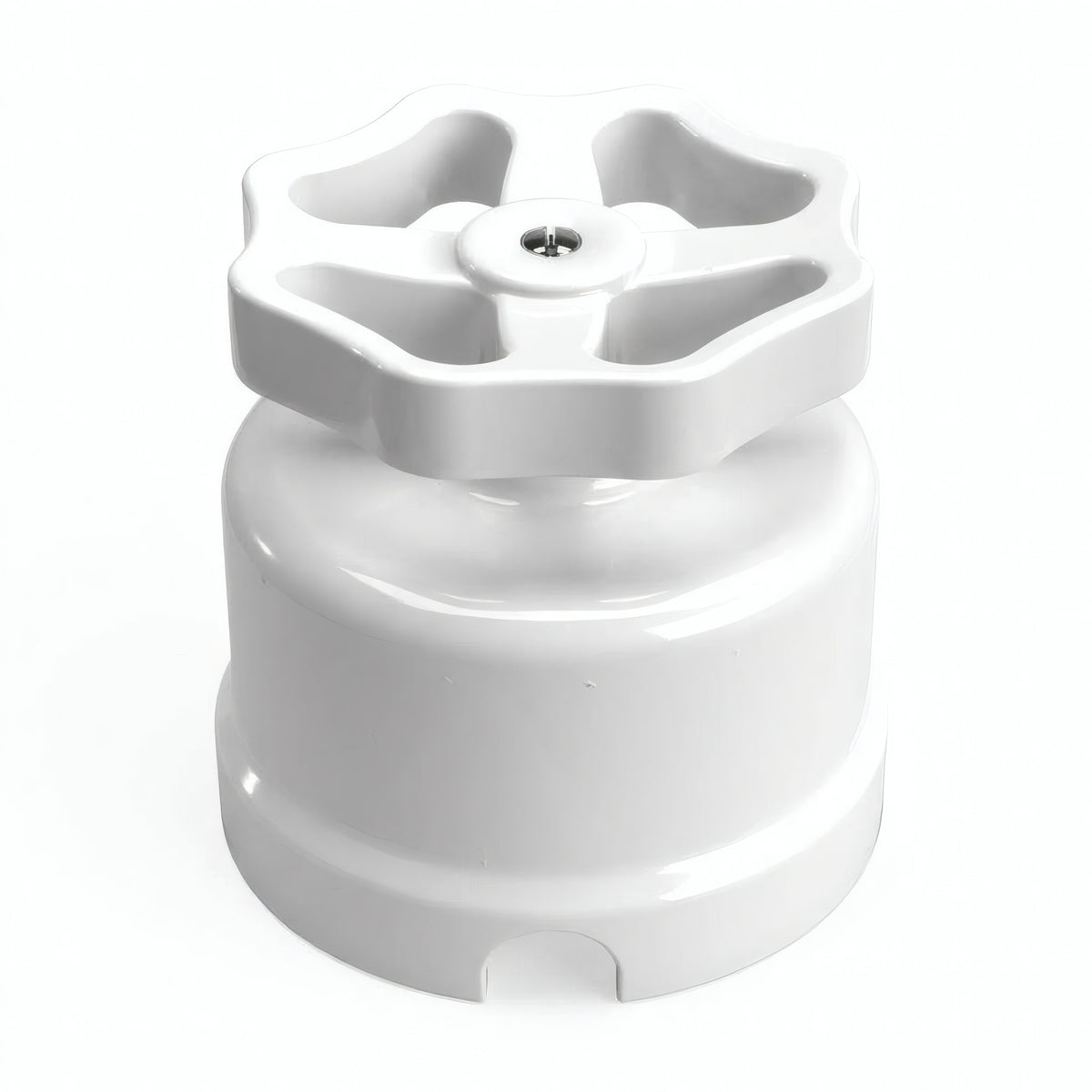 Comutador de escada em porcelana com botão — Branco / Branco