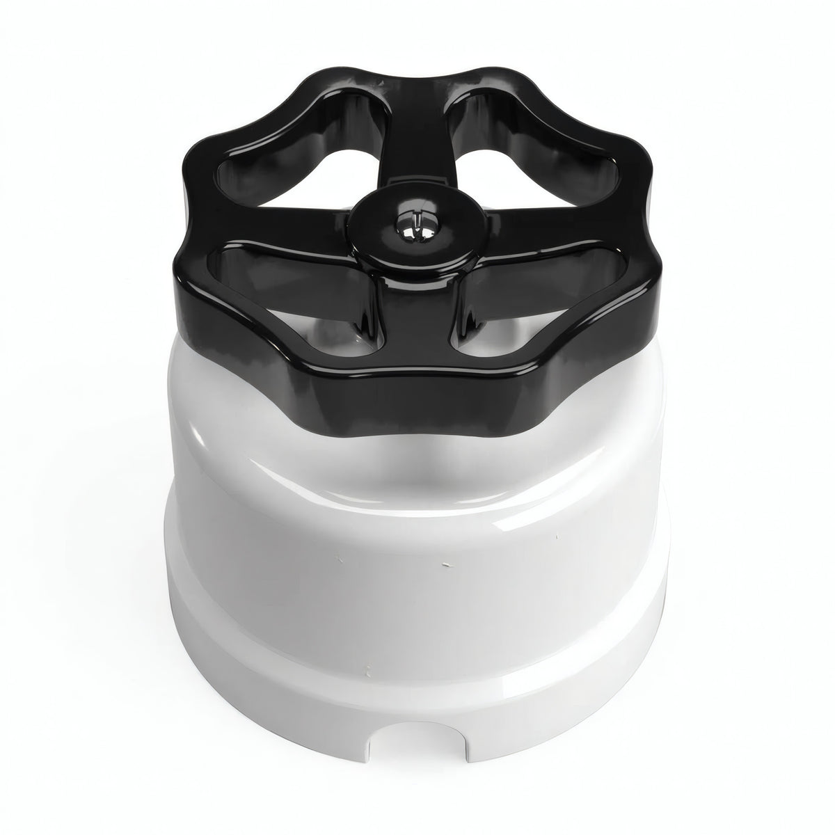 Comutador de escada em porcelana com botão — Branco / Preto