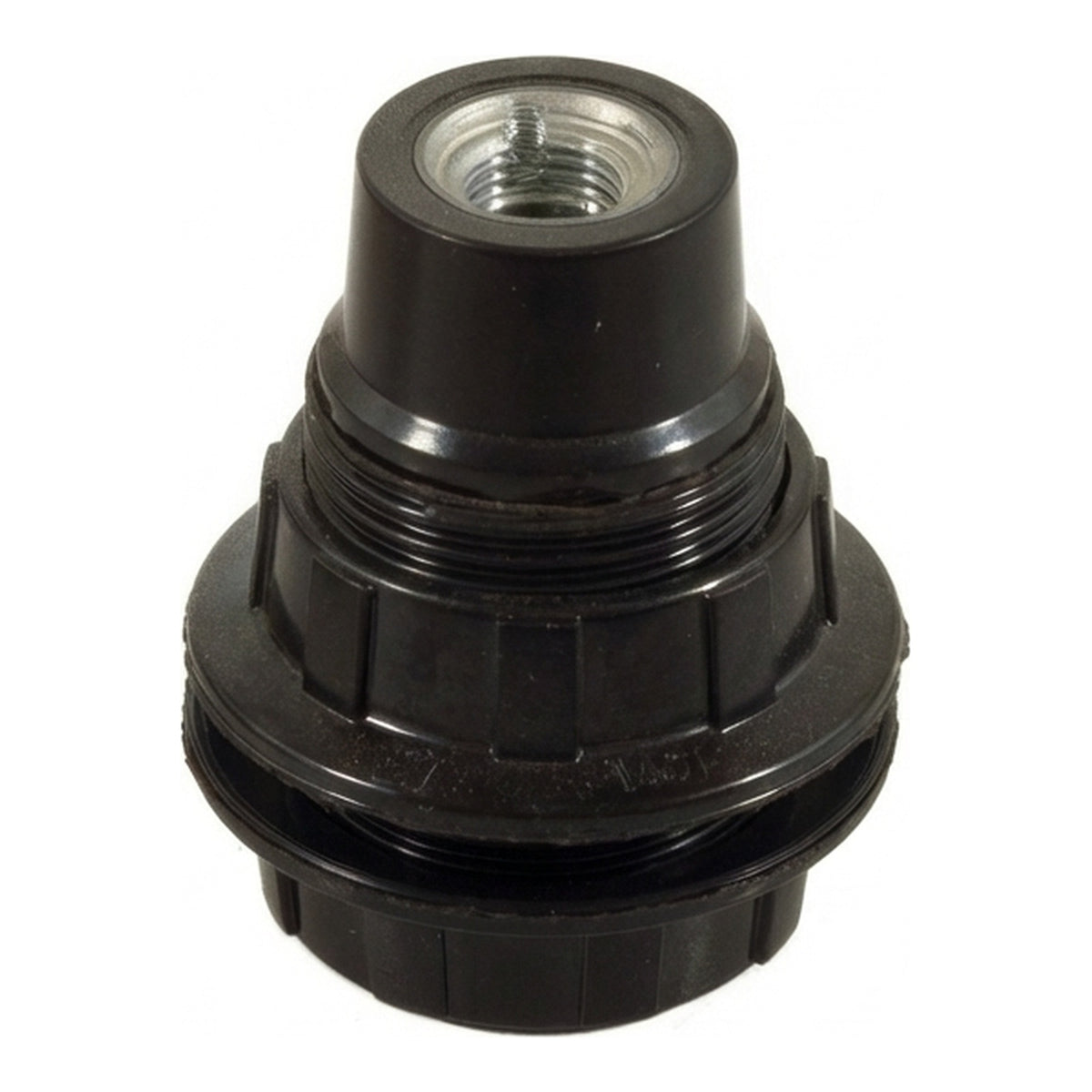 Casquilho E14 em baquelite com anel duplo — Preto