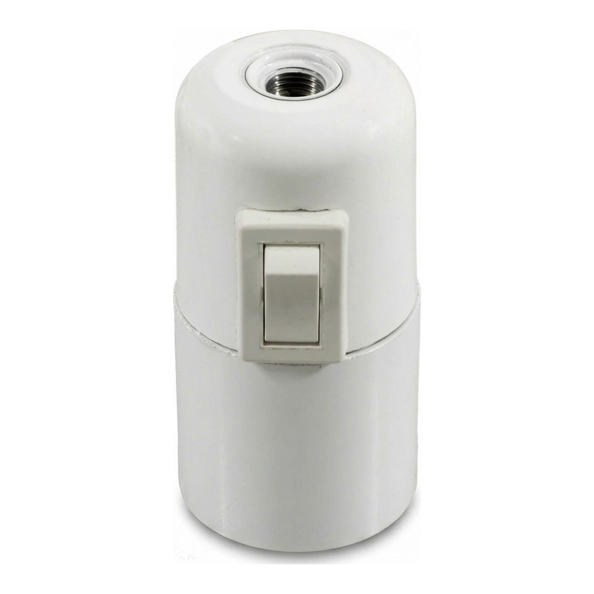 Casquilho E27 em baquelite com interruptor — Branco