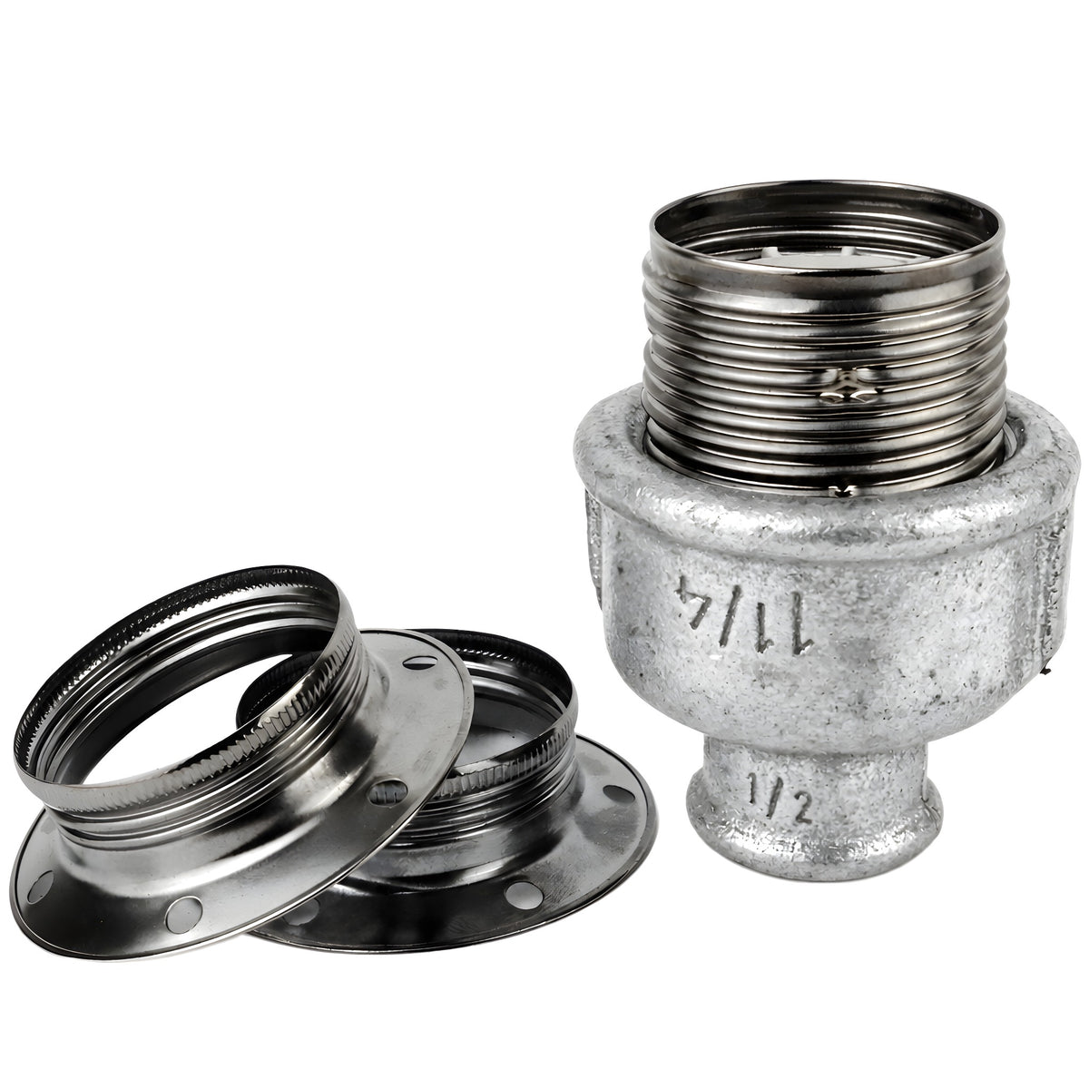 Kit de casquilho E27 em metal brilhante, Metal preto 1/2'' (15x21mm) fêmea, acessório em ferro fundido galvanizado