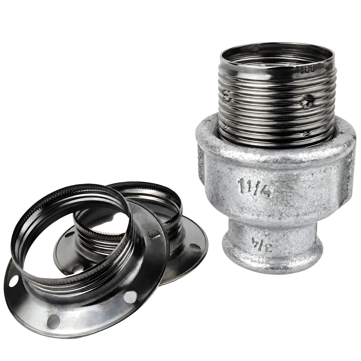 Kit de casquilho E27 em metal brilhante, Metal preto, rosca fêmea, acessório em ferro fundido galvanizado