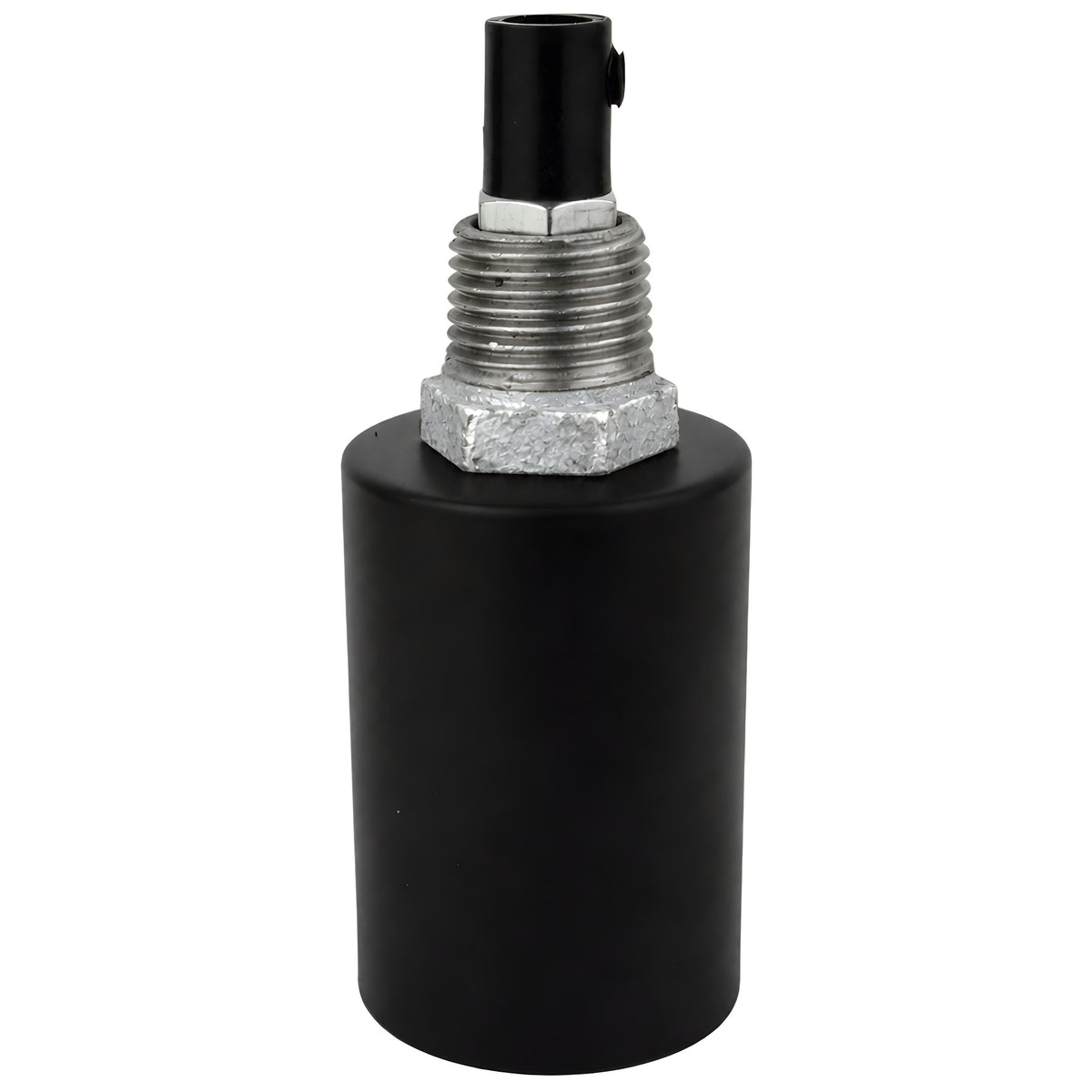 Kit de casquilho E27 em metal liso preto sobre acessório 1/2'' (15x21mm) macho em ferro fundido galvanizado