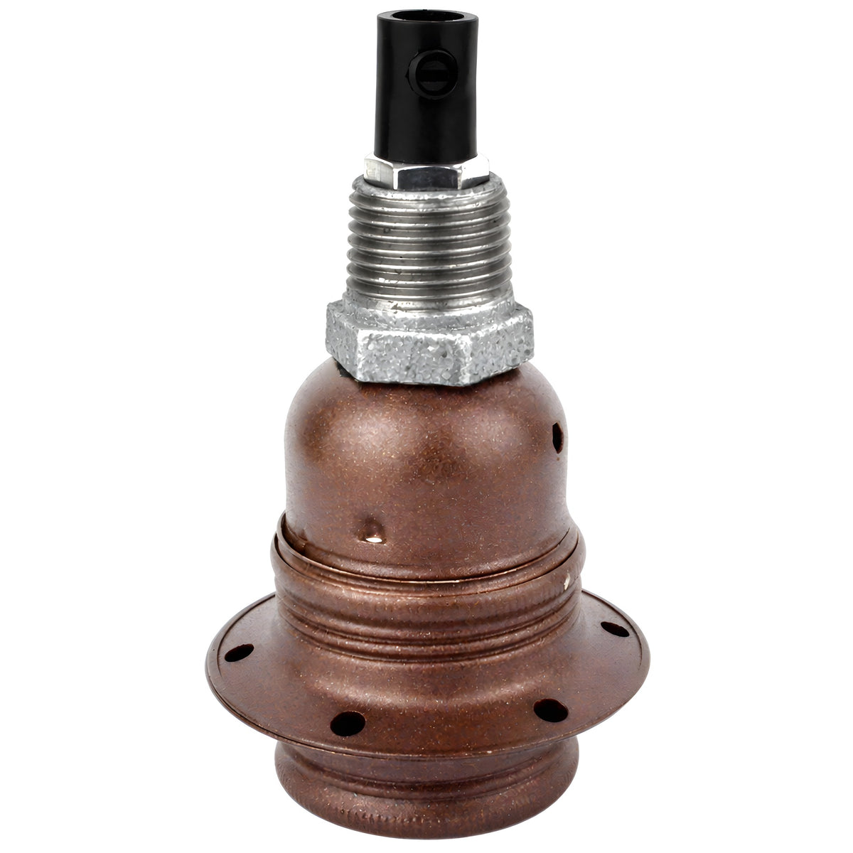 Kit de casquilho E27 em metal mate ferrugem sobre acessório 1/2'' (15x21mm) macho em ferro fundido galvanizado