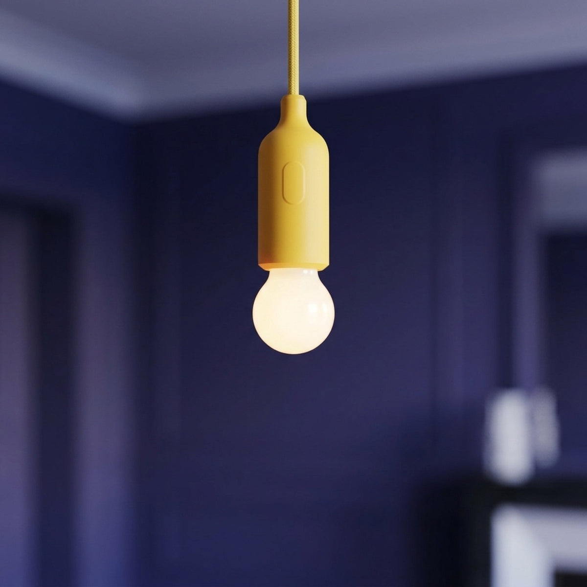 Casquilho E27 em silicone com interruptor — Amarelo