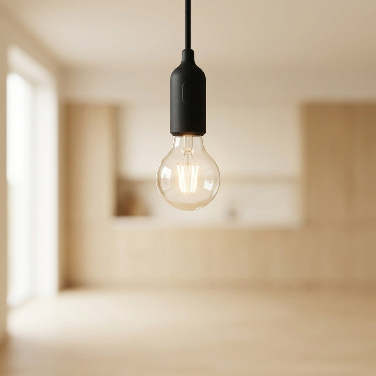 Casquilho E27 em silicone com interruptor — Preto