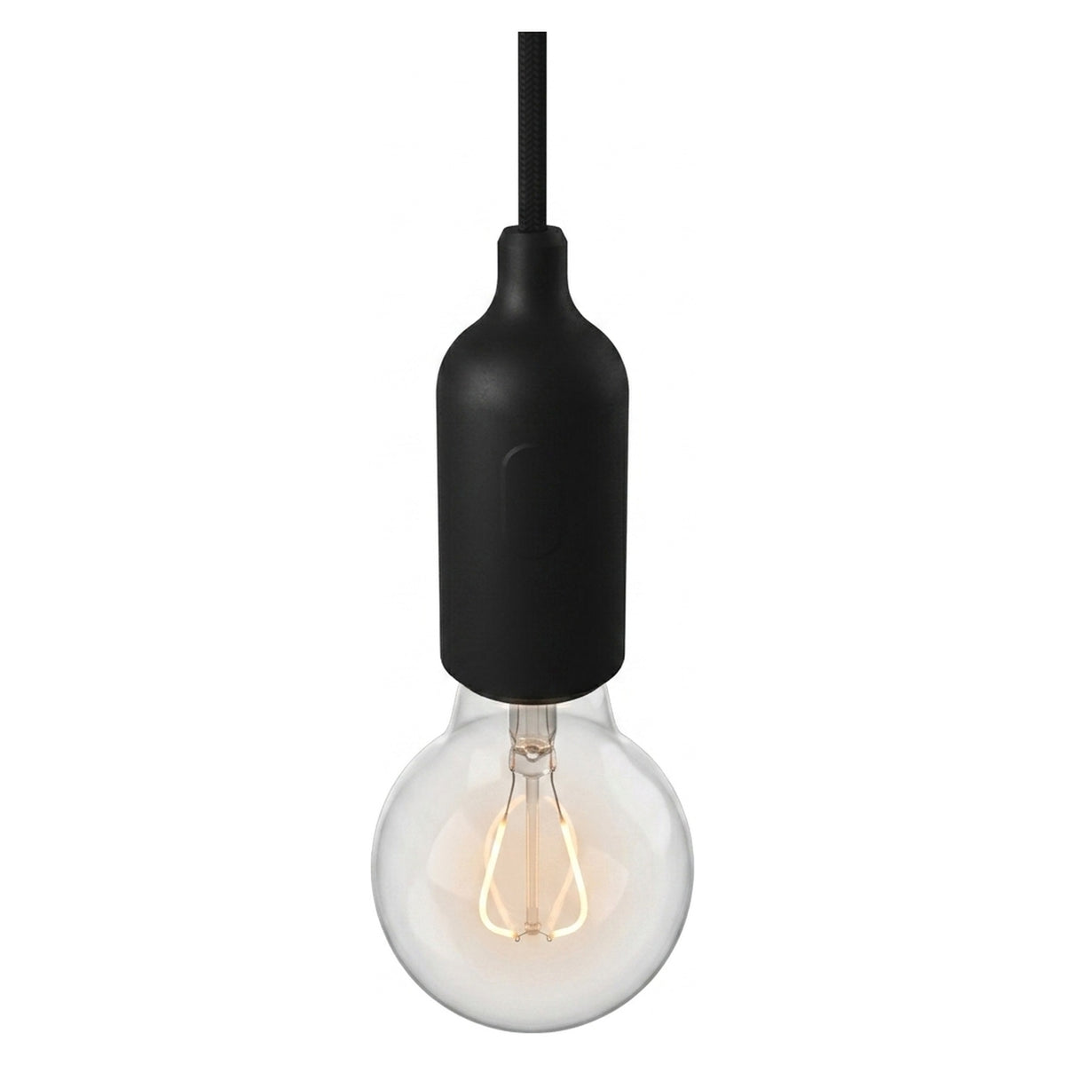 Casquilho E27 em silicone com interruptor — Preto