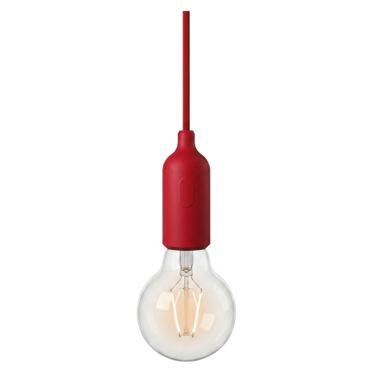 Casquilho E27 em silicone com interruptor — Vermelho