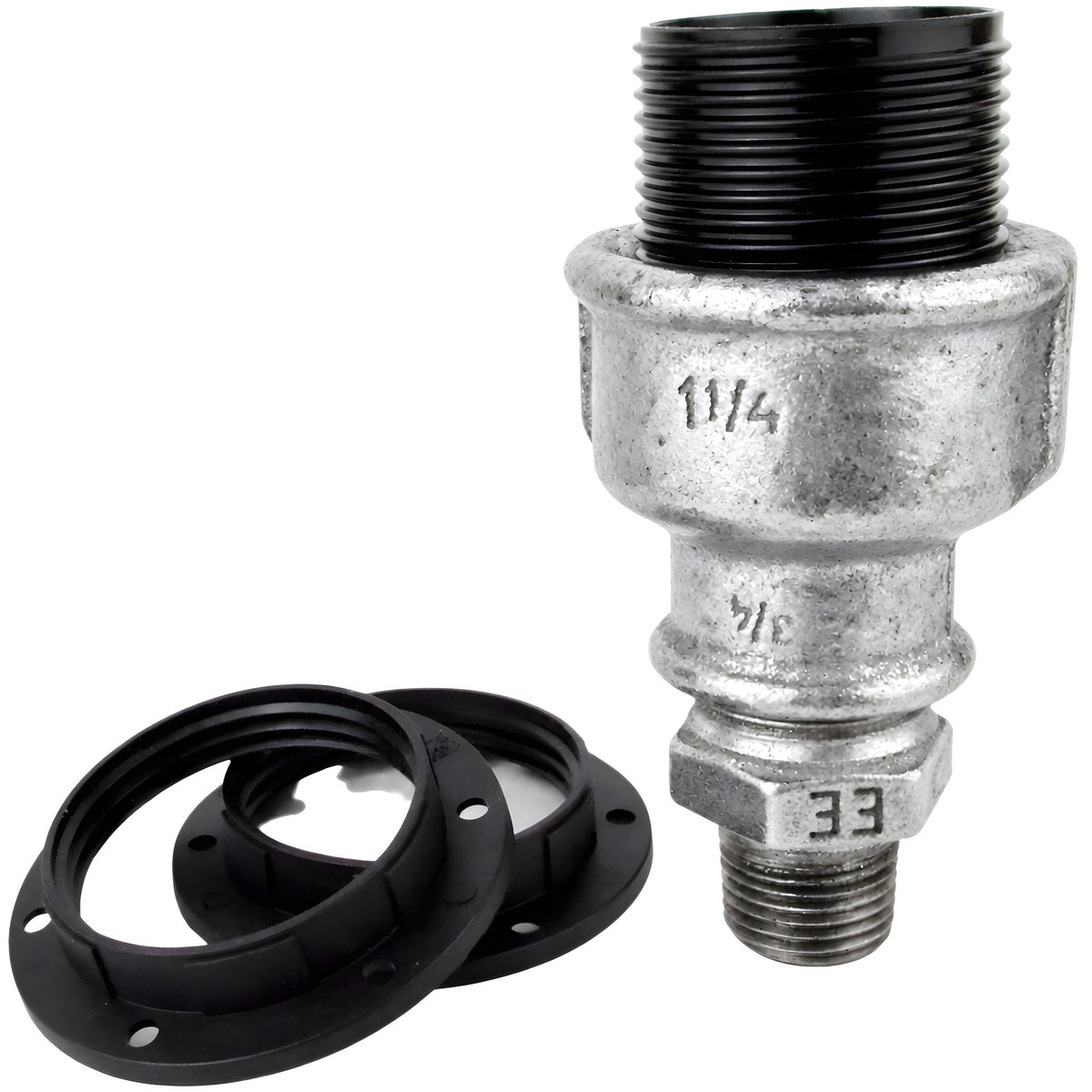 Kit de casquilho E27 em baquelite sobre acessório 1/2'' (15x21mm) macho em ferro fundido galvanizado