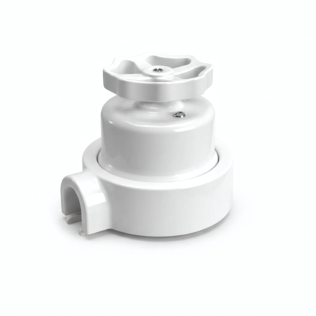 Kit comutador de escada em porcelana com botão e base — Branco / Branco / 1 saída