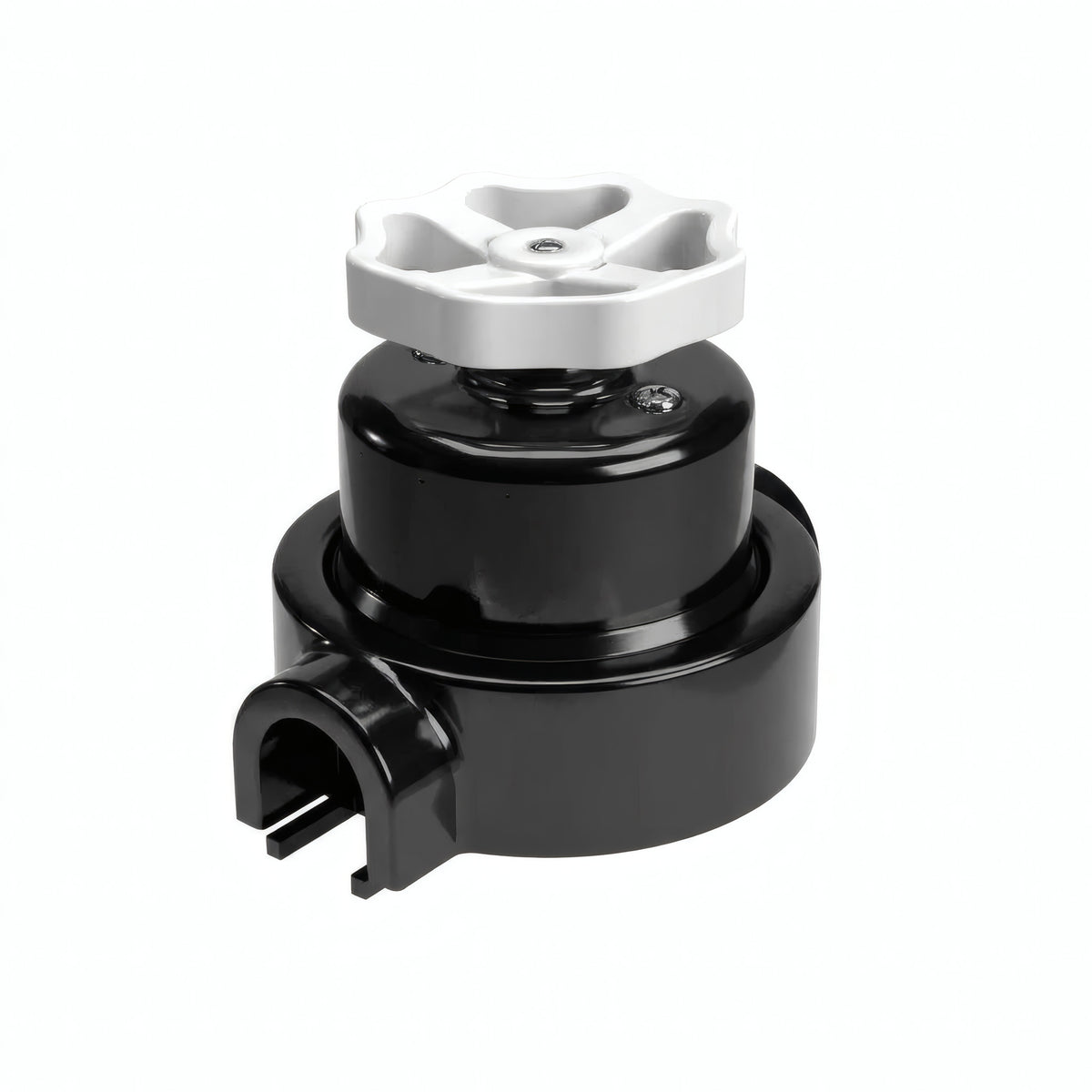 Kit comutador de escada em porcelana com botão e base — Preto / Branco / 1 saída