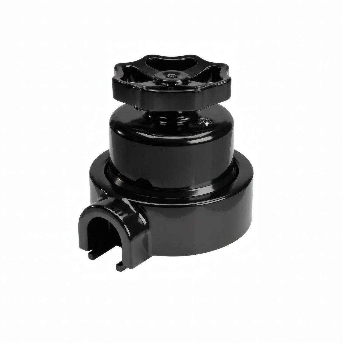 Kit comutador de escada em porcelana com botão e base — Preto / Preto / 1 saída